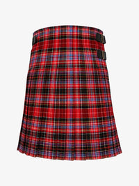 Red and blue plaid kilt on a white background