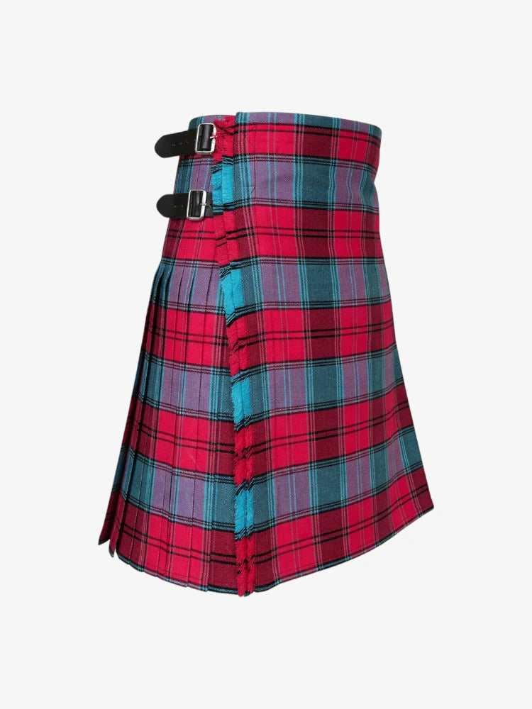 Plaid kilt with a belt on a white background