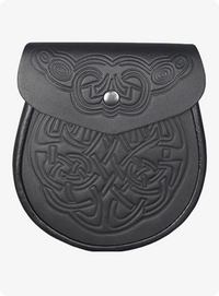 Black Celtic Embossed Leather Sporran