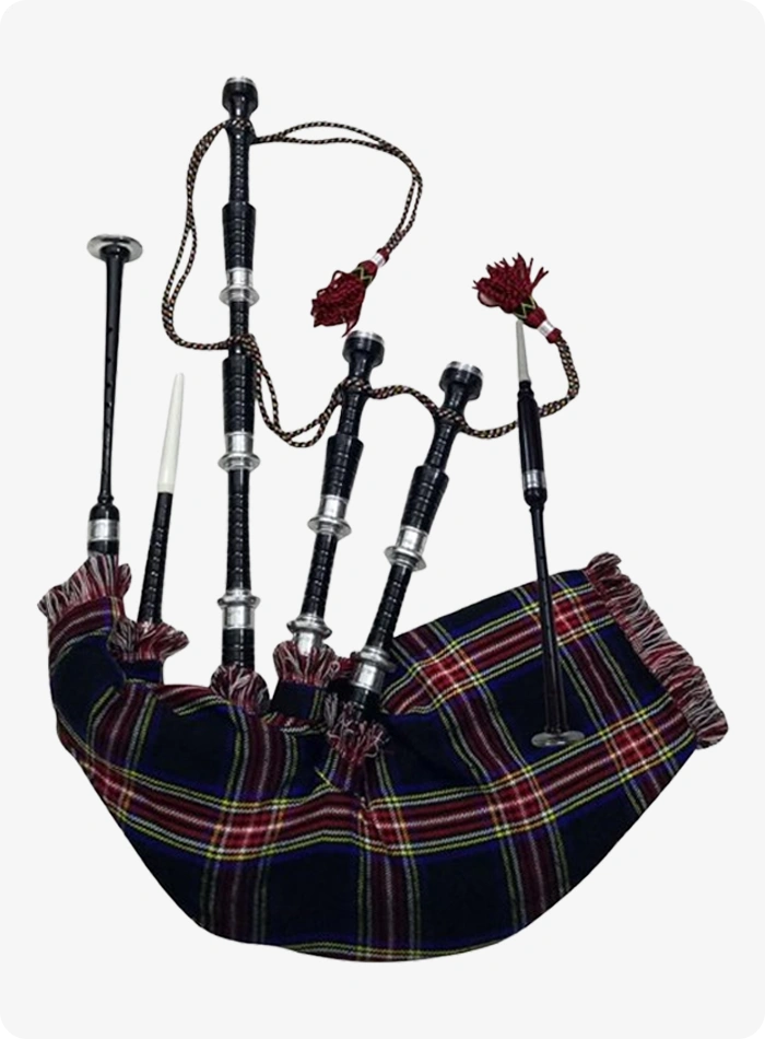 Black Stewart Tartan Bagpipe