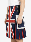 Skirt with Union Jack design worn by a person on a white background