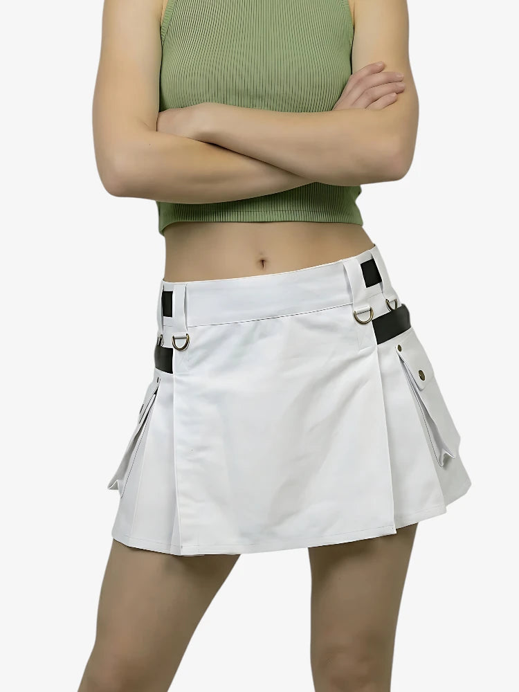 Custom Made White Women Utility Kilt