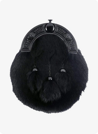 Flack Full Dress Black Rabbit Fur Celtic Knot Sporran