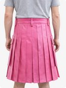 Handcrafted Pink Leather Utility Kilt with Front Button Rivets 