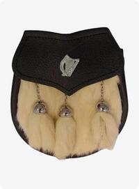 Harp Emblem White Rabbit Fur Sporran 