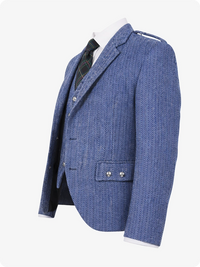 Blue textured blazer on a white background