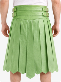Light Green pleated skirt with belt on a white background
