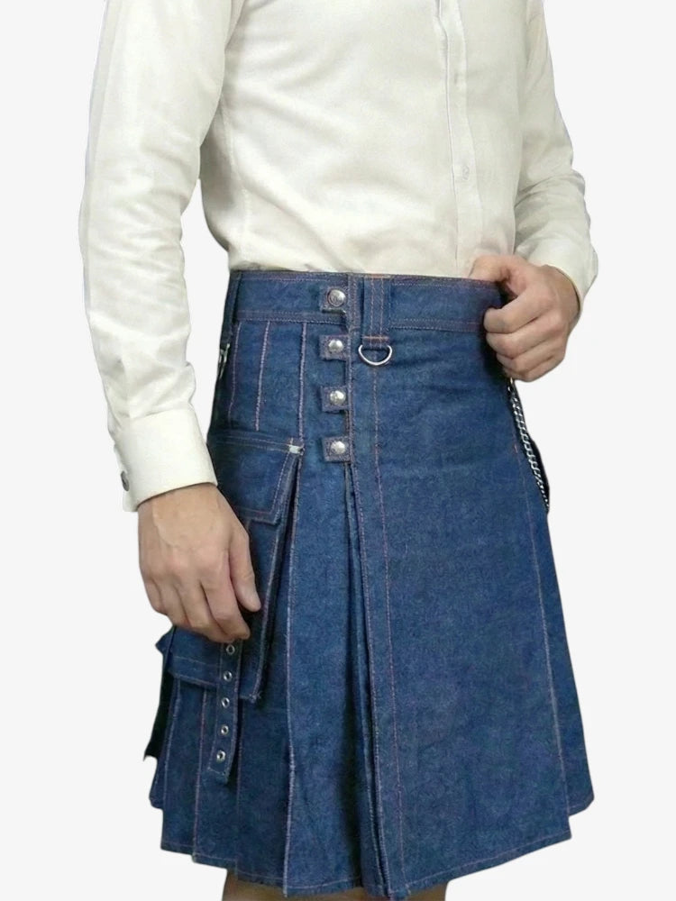 Modern Blue Denim Kilt
