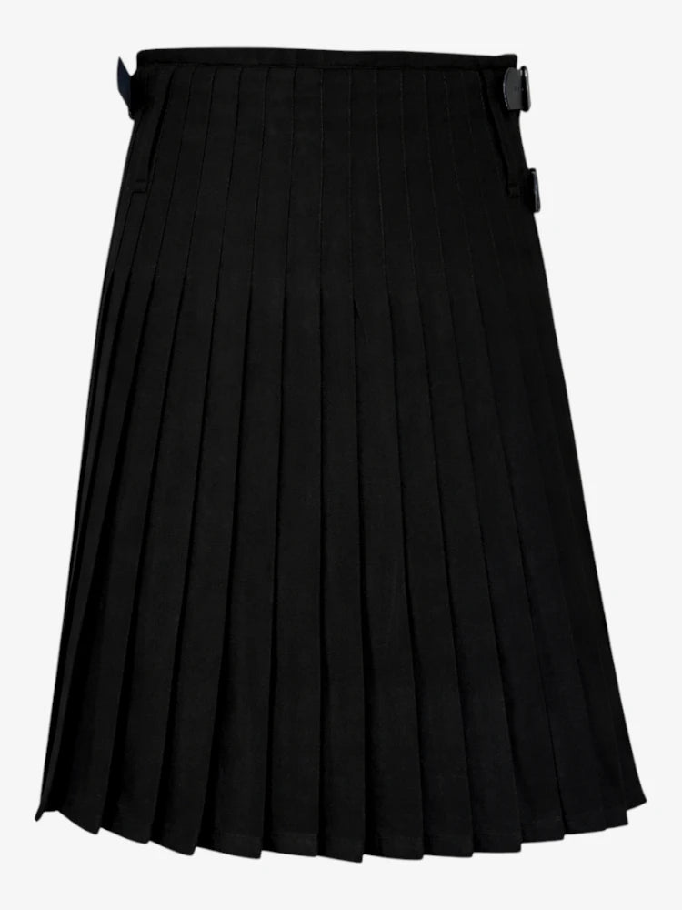 Plain Black Tartan Kilt Back