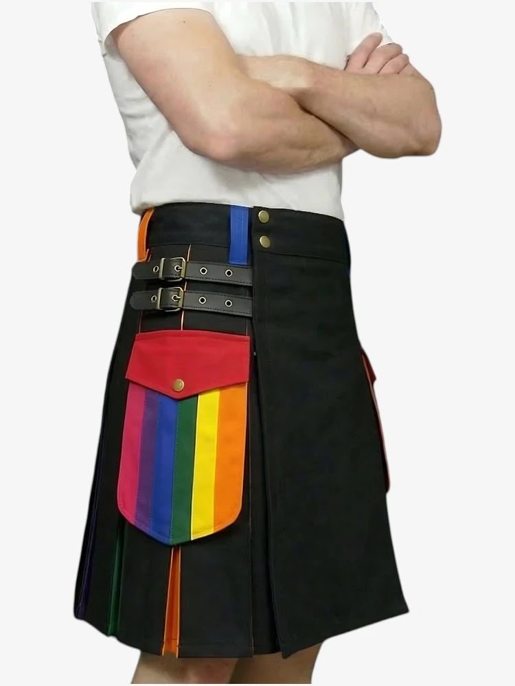 Pride Rainbow Cargo Pockets Kilt