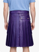 Purple Genuine Leather Utility Kilt with Side Pockets