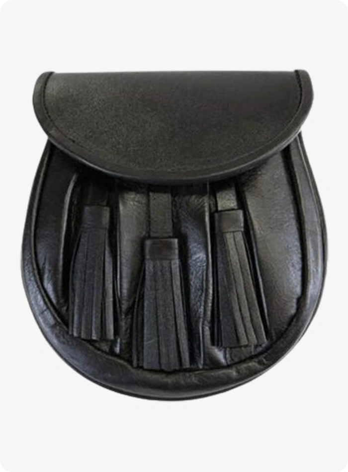 Hand Made Rob Roy Black Leather Sporran