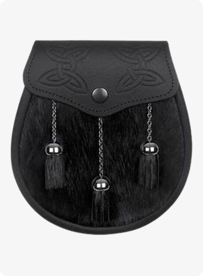 Semi Dress Black Sealskin Celtic Embossed Sporran