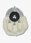 Shamrock Targe White Rabbit Fur Sporran