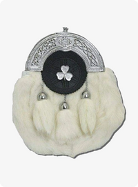 Shamrock Targe White Rabbit Fur Sporran