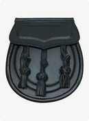 Shining Black Triple Tassel Leather Sporran