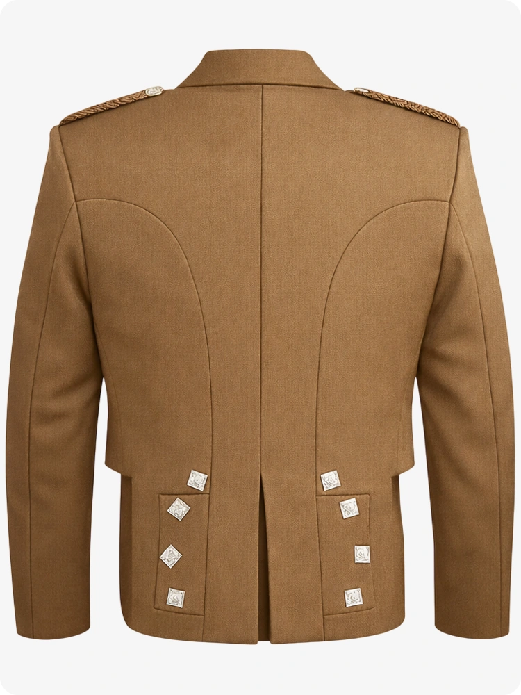 Brown military jacket on a white background